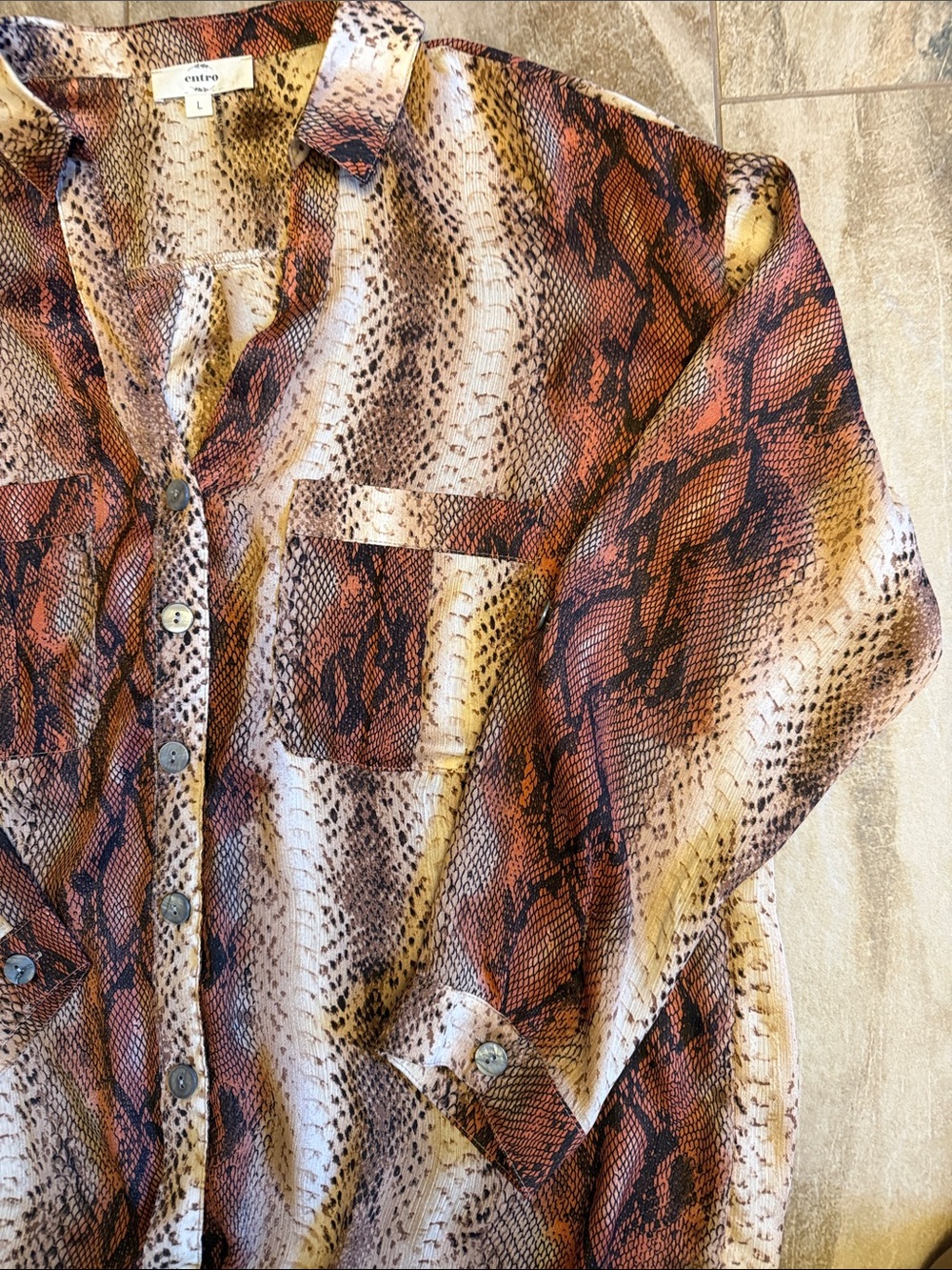 entro Snake-Print Blouse in Brown, Cream and Rust - Picture 4 of 4